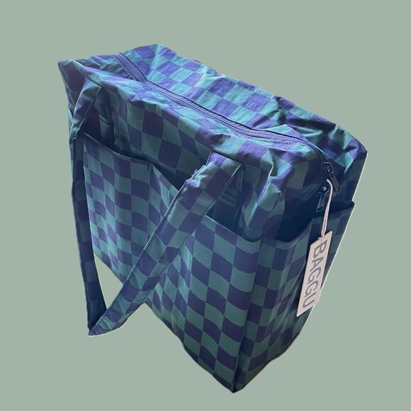 NWT Baggu Small Cloud Carry-on - Navy Green Check - Picture 6 of 10